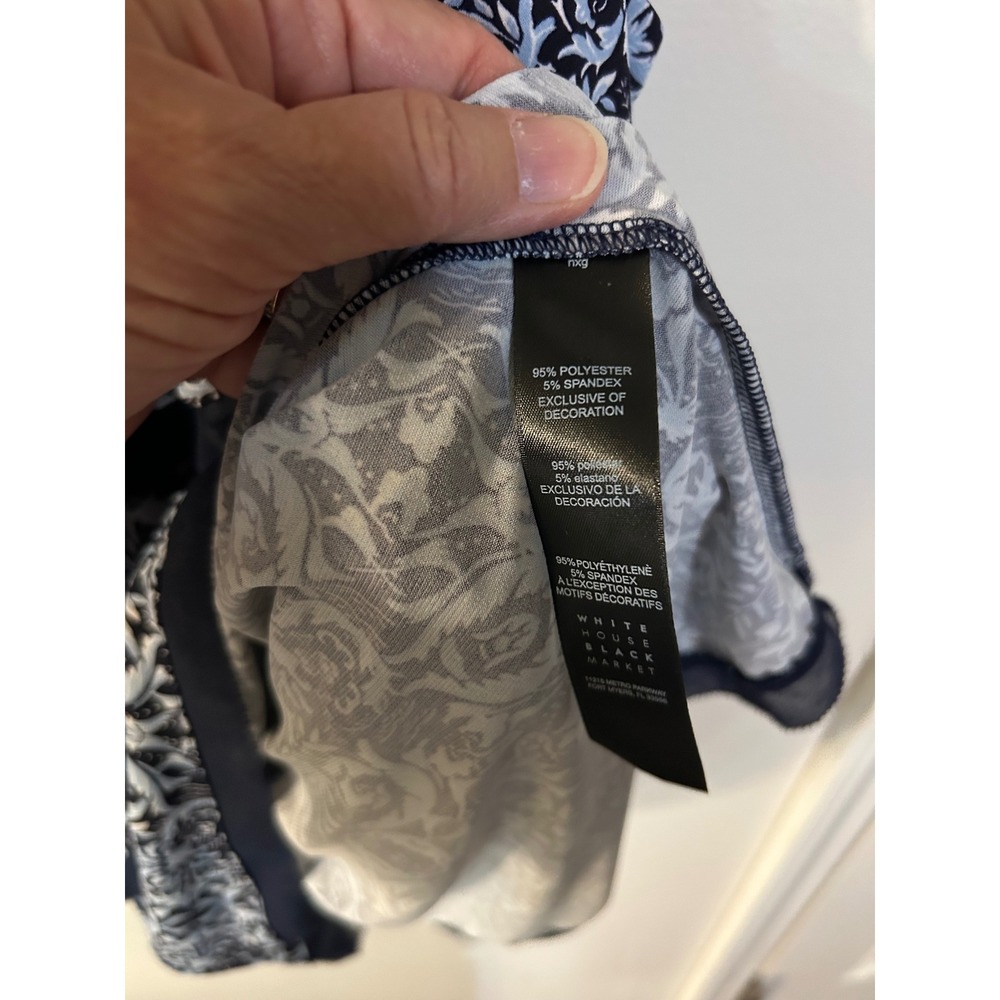 White House Black Market Blue Damask Tiered Halter Top NWT Size S - Picture 2 of 8